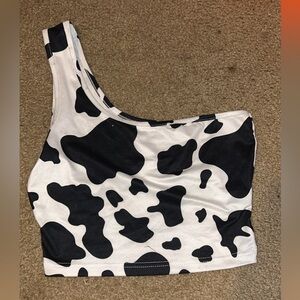 off the shoulder cowprint crop top